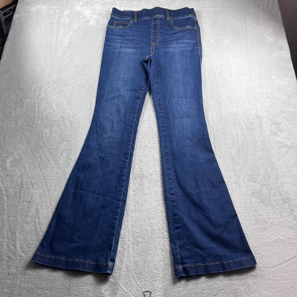 Spanx‎ Flare Jeans Womens Medium Dark Wash Blue Pull On High Rise Denim 20327R